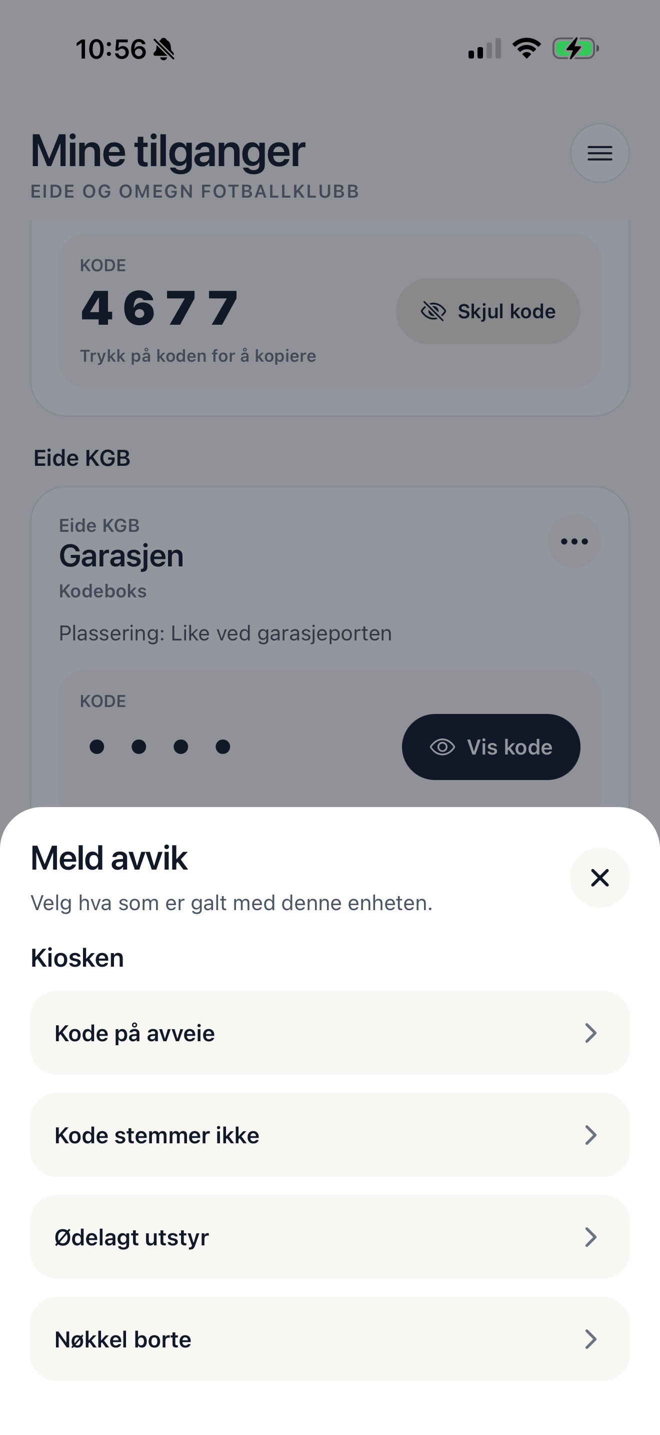 Lukka-appen med skjema for å melde avvik.